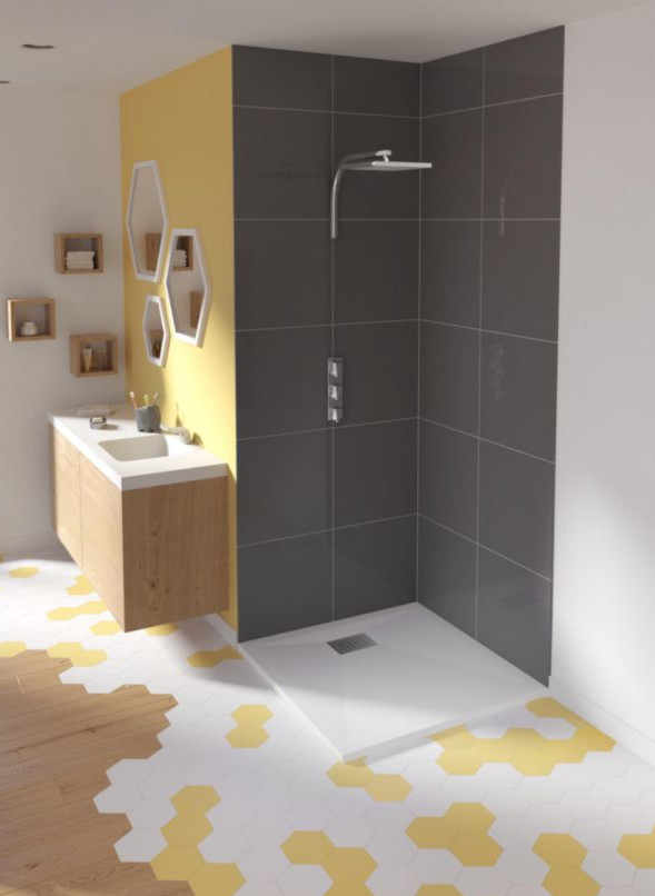 Receveur de douche KINESURF carré 80x80 cm blanc antidérapant KINEDO RD1100AD