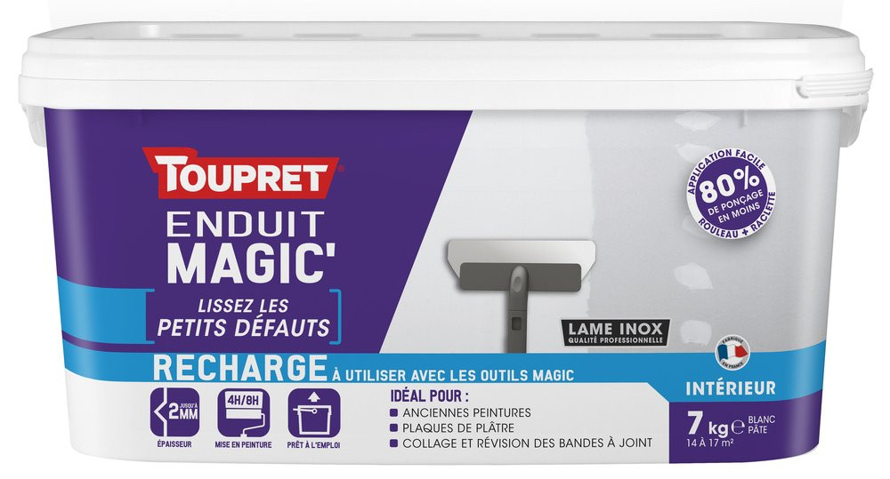 Recharge d'enduit en pate Recharge magic' TOUPRET 7 kg
