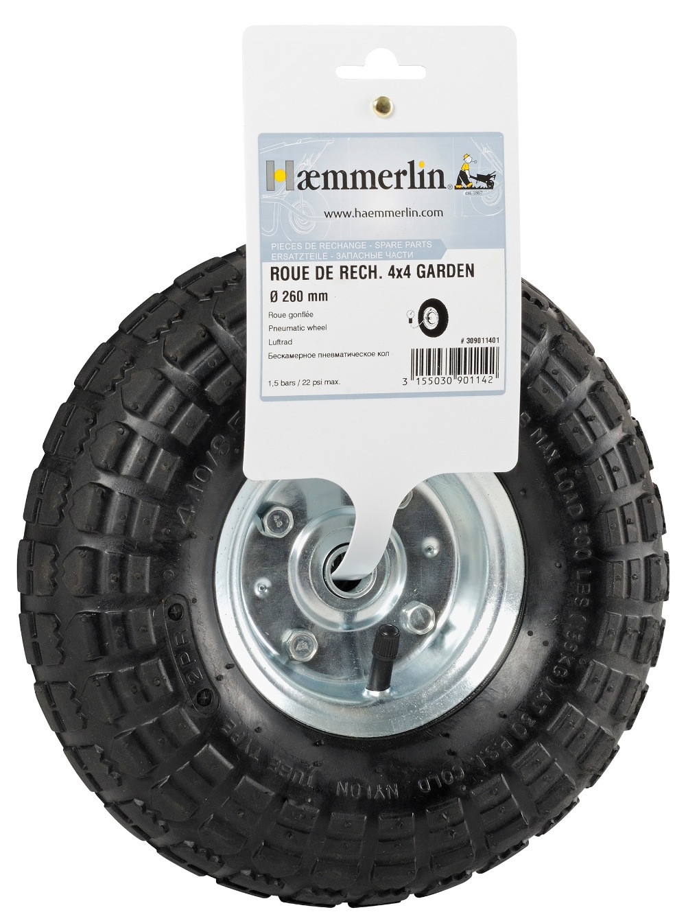 Roue gonflée PF 27 Ø 270 mm - jante métal flasque