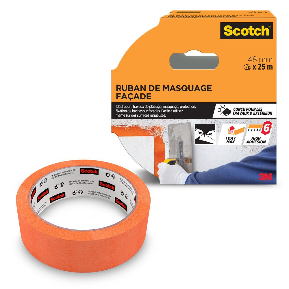 Ruban de masquage extérieur SCOTCH l.48 mm x L.25 m surfaces rugueuses