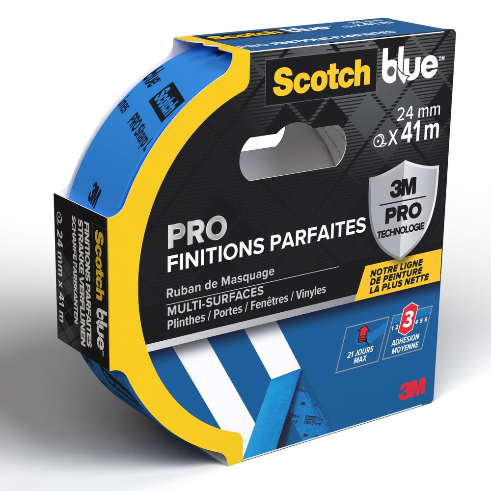 Ruban de masquage SCOTCH Finitions parfaites l.24 mm x L.41 m multisurface