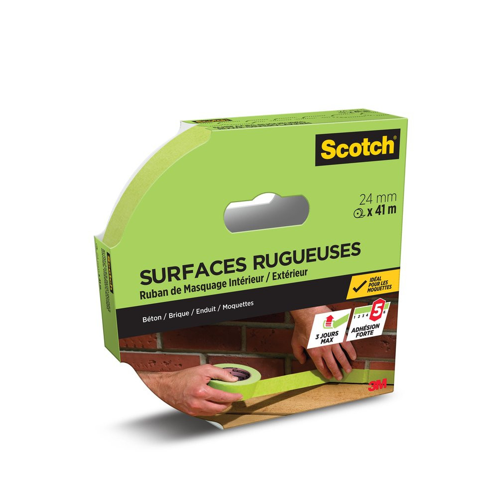 Ruban de masquage SCOTCH l.24 mm x L.41 m surfaces rugueuses