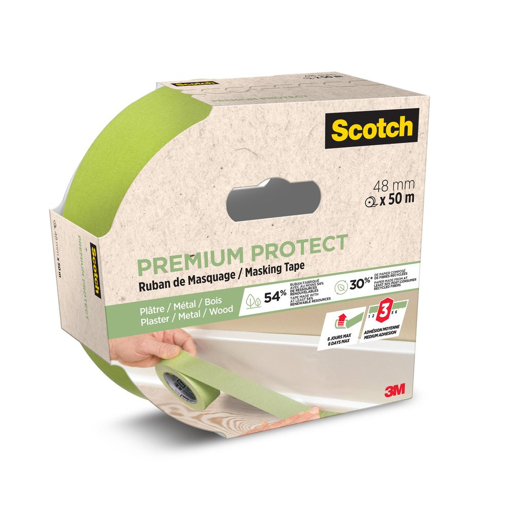 Ruban de masquage SCOTCH l.48 mm x L.50 m premium protect