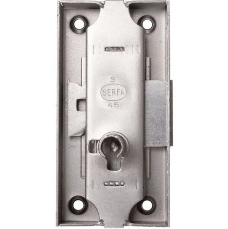 Serrure espagnolette 80 x 50 mm axe 30 mm longueur du canon 12 mm gauche finition fer DEVISMES 12383-004-G