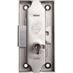 Serrure espagnolette 80 x 55 mm axe 35 mm longueur du canon 12 mm droite finition fer DEVISMES 12383-005-D