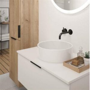 Vasque ronde à poser en céramique - Couleur : Blanc alpin