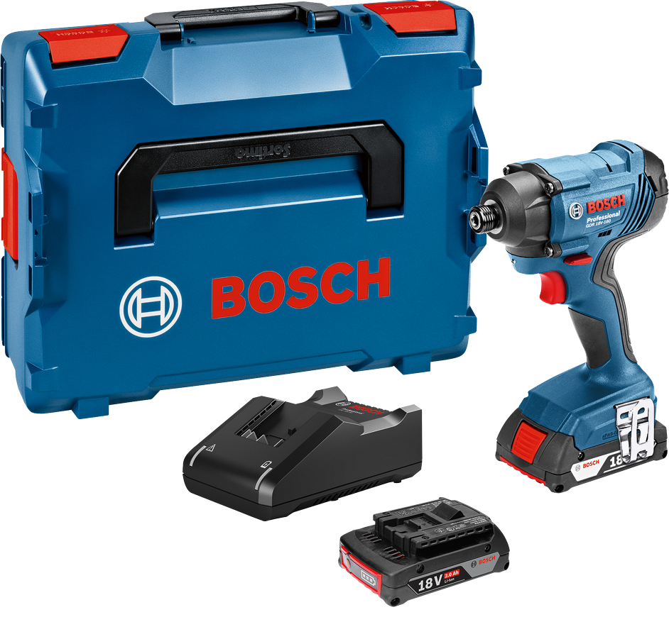 Visseuse à choc 18 V GDR 18V-160 + 2 batteries 2 Ah + chargeur rapide + coffret L-BOXX BOSCH 06019G5100